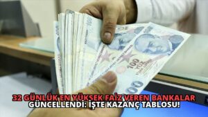 32 Günlük En Yüksek Faiz Veren Bankalar Güncellendi: İşte Kazanç Tablosu!