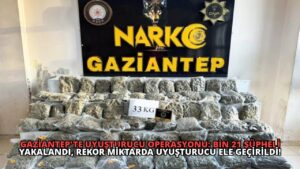 Gaziantep’te Uyuşturucu Operasyonu: Bin 21 Şüpheli Yakalandı, Rekor Miktarda Uyuşturucu Ele Geçirildi!