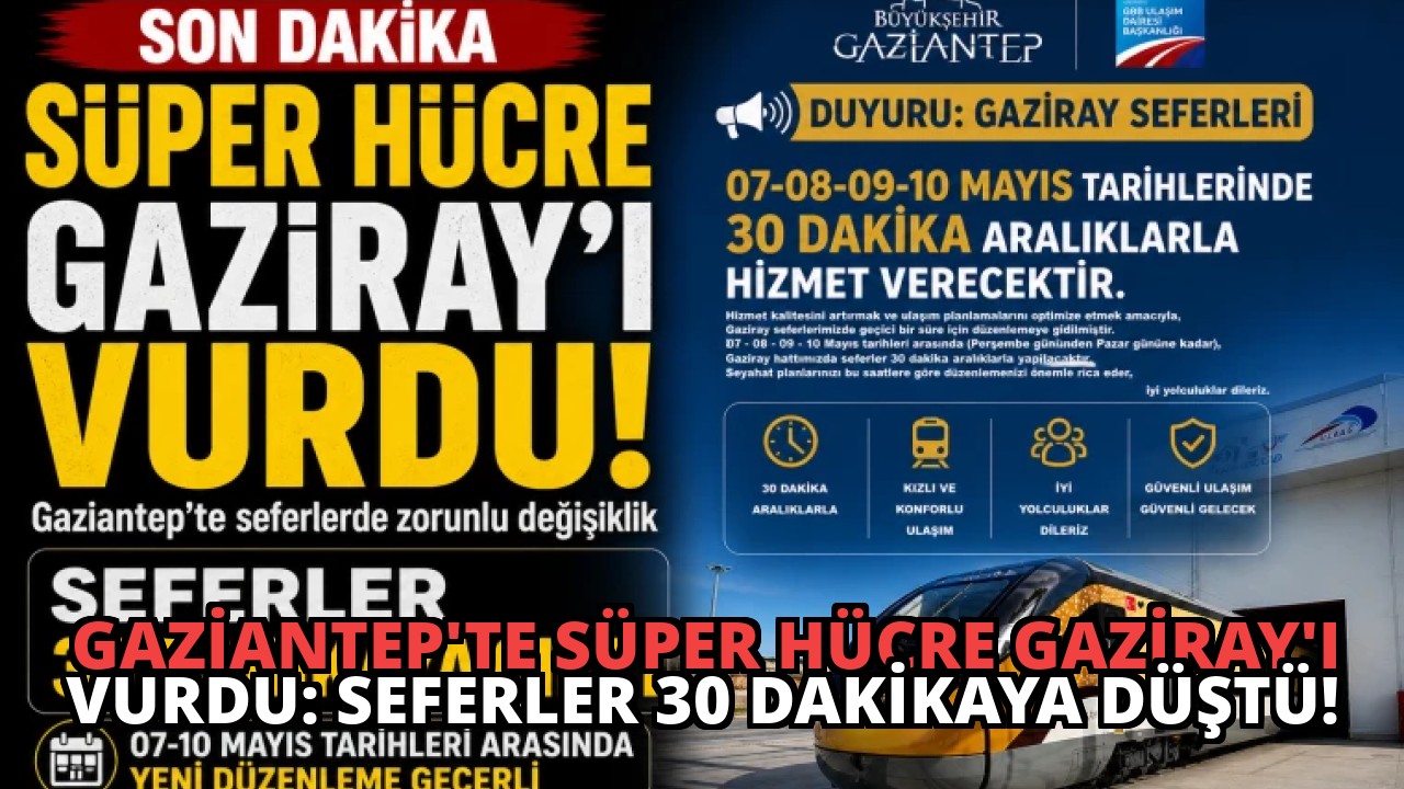Gaziantep’te Süper Hücre Gaziray’ı Vurdu: Seferler 30 Dakikaya Düştü!